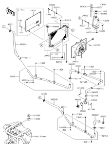 Radiator Diagram and Parts List for KAF620TJF 2018 Kawasaki Lawn Tractor Accessories
