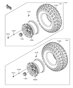 Wheels/Tires Diagram and Parts List for KAF820CHF 2017 Kawasaki Lawn Tractor Accessories