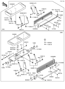 Seat Diagram and Parts List for KAF950GDF 2013 Kawasaki Lawn Tractor Accessories