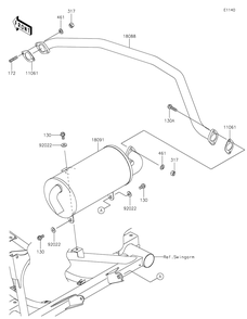 Muffler Diagram and Parts List for KAF400HHF 2017 Kawasaki Lawn Tractor Accessories