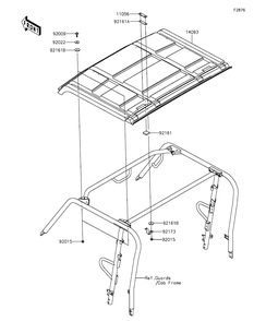 Sun Top Diagram and Parts List for KAF820GGF 2016 Kawasaki Lawn Tractor Accessories
