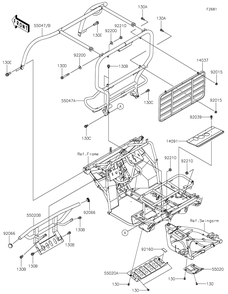 Guards/Cab Frame Diagram and Parts List for KAF400LHS 2017 Kawasaki Lawn Tractor Accessories