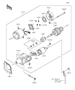 Starter Motor Diagram and Parts List for KAF400DFF 2015 Kawasaki Lawn Tractor Accessories