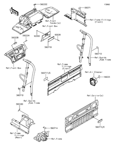 Labels Diagram and Parts List for KAF820EHF 2017 Kawasaki Lawn Tractor Accessories