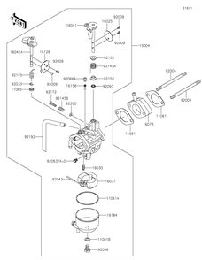 Carburetor Diagram and Parts List for KAF400HHF 2017 Kawasaki Lawn Tractor Accessories