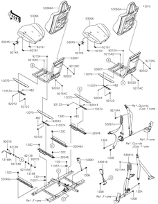 Seat Diagram and Parts List for KRF1000CNFNN 2022 Kawasaki Lawn Tractor Accessories