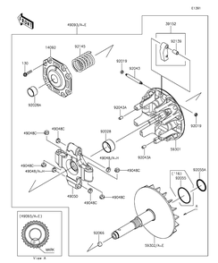 Drive Converter Diagram and Parts List for KAF820AFF 2015 Kawasaki Lawn Tractor Accessories