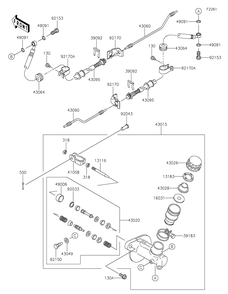 Master Cylinder Diagram and Parts List for KAF620SMFNN 2021 Kawasaki Lawn Tractor Accessories