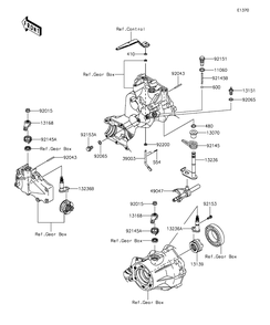 Gear Change Mechanism Diagram and Parts List for KAF400FGF 2016 Kawasaki Lawn Tractor Accessories
