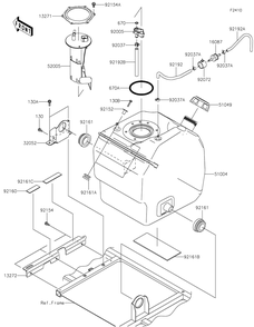Fuel Tank Diagram and Parts List for KAF1000EHF 2017 Kawasaki Lawn Tractor Accessories