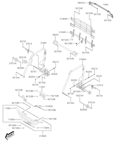 Guards/Cab Frame Diagram and Parts List for KAF700DNFNN 2022 Kawasaki Lawn Tractor Accessories