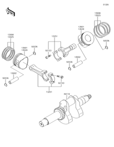 Part Location Diagram of 49119-0015 Kawasaki Crankshaft-Assembly