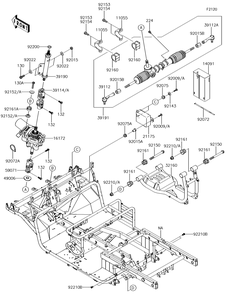 Frame Diagram and Parts List for KAF620SGF 2016 Kawasaki Lawn Tractor Accessories