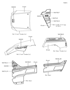 Part Location Diagram of 56075-1971 Kawasaki Pattern, Door Cover, Lh, Fr