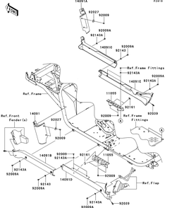 Side Covers/Chain Cover Diagram and Parts List for KAF620RDFA 2013 Kawasaki Lawn Tractor Accessories
