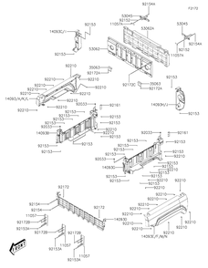 Rear Fender Diagram and Parts List for KAF700DNFNN 2022 Kawasaki Lawn Tractor Accessories