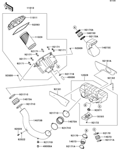 Air Cleaner Diagram and Parts List for KRT750CCF 2012 Kawasaki Lawn Tractor Accessories