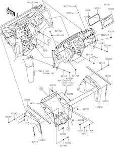 Frame Fittings Diagram and Parts List for KAF400HHF 2017 Kawasaki Lawn Tractor Accessories