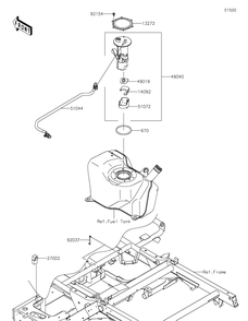 Fuel Pump Diagram and Parts List for KAF400TKS 2019 Kawasaki Lawn Tractor Accessories