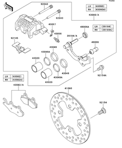 Front Brake Diagram and Parts List for KRT750ACF 2012 Kawasaki Lawn Tractor Accessories