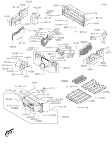 Carrier Diagram and Parts List for KAF700FPFNN 2023 Kawasaki Lawn Tractor Accessories