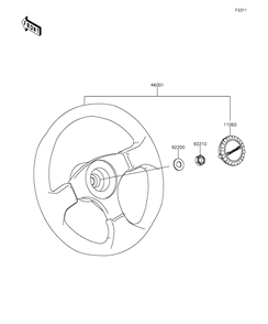 Steering Wheel Diagram and Parts List for KAF400EGF 2016 Kawasaki Lawn Tractor Accessories