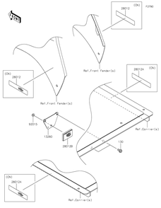 Reflectors Diagram and Parts List for KAF400LHS 2017 Kawasaki Lawn Tractor Accessories
