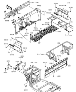 Frame Fittings Diagram and Parts List for KAF820FGF 2016 Kawasaki Lawn Tractor Accessories
