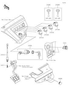 Ignition Switch Diagram and Parts List for KAF1000JMFNN 2021 Kawasaki Lawn Tractor Accessories