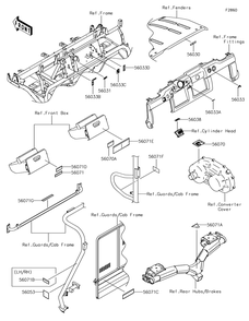 Labels Diagram and Parts List for KAF620XJF 2018 Kawasaki Lawn Tractor Accessories