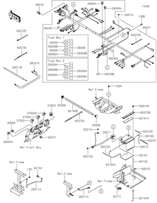 Chassis Electrical Equipment Diagram and Parts List for KAF1000FKF 2019 Kawasaki Lawn Tractor Accessories