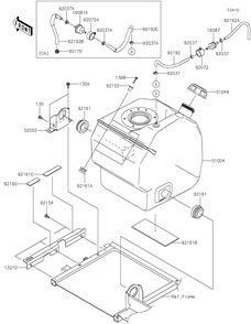 Fuel Tank Diagram and Parts List for KAF820CMFNL 2021 Kawasaki Lawn Tractor Accessories