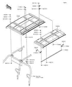 Sun Top Diagram and Parts List for KAF1000CGF 2016 Kawasaki Lawn Tractor Accessories
