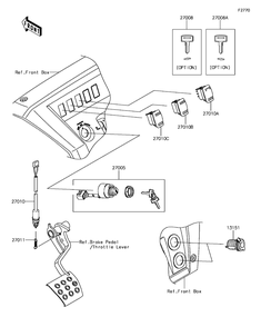 Ignition Switch Diagram and Parts List for KAF1000DHF 2017 Kawasaki Lawn Tractor Accessories