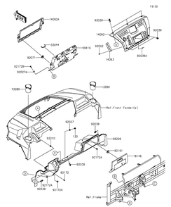 Front Box Diagram and Parts List for KAF820EGF 2016 Kawasaki Lawn Tractor Accessories