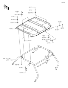 Sun Top Diagram and Parts List for KRF800HLF 2020 Kawasaki Lawn Tractor Accessories