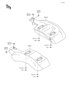 Rear Fender Diagram and Parts List for KAF400EDF 2013 Kawasaki Lawn Tractor Accessories