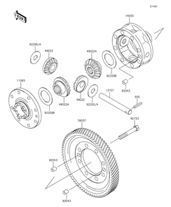 Differential Diagram and Parts List for KAF620RFF 2015 Kawasaki Lawn Tractor Accessories