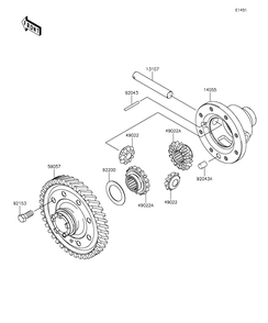 Differential Diagram and Parts List for KAF400AGF 2016 Kawasaki Lawn Tractor Accessories