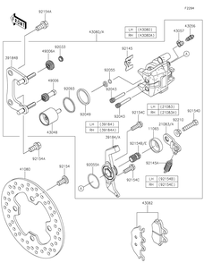Rear Brake Diagram and Parts List for KAF820AMFNL 2021 Kawasaki Lawn Tractor Accessories
