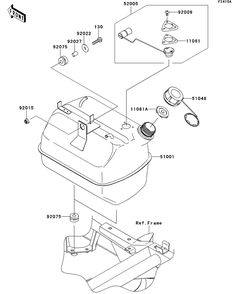 Fuel Tank Diagram and Parts List for KAF400DEF 2014 Kawasaki Lawn Tractor Accessories