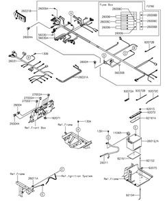 Chassis Electrical Equipment Diagram and Parts List for KAF820HGF 2016 Kawasaki Lawn Tractor Accessories