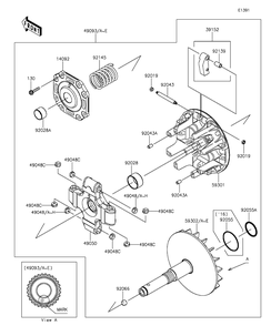 Drive Converter Diagram and Parts List for KAF820BGF 2016 Kawasaki Lawn Tractor Accessories