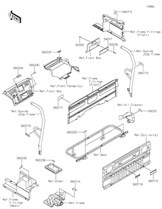 Labels Diagram and Parts List for KAF1000AMFNN 2021 Kawasaki Lawn Tractor Accessories