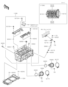 Cylinder Head Diagram and Parts List for KRF1000ALF 2020 Kawasaki Lawn Tractor Accessories