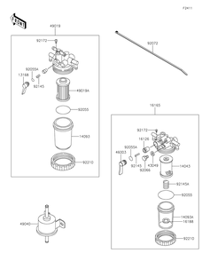 Fuel Filter Diagram and Parts List for KAF1000BMFNN 2021 Kawasaki Lawn Tractor Accessories