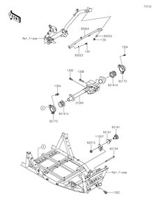 Engine Mount Diagram and Parts List for KRF1000CPFNN 2023 Kawasaki Lawn Tractor Accessories