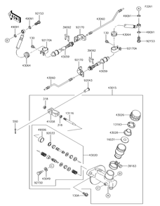 Master Cylinder Diagram and Parts List for KAF620PGF 2016 Kawasaki Lawn Tractor Accessories