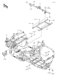 Frame Diagram and Parts List for KRF1000DPFNL 2023 Kawasaki Lawn Tractor Accessories