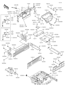 Frame Fittings Diagram and Parts List for KAT620BNFNN 2022 Kawasaki Lawn Tractor Accessories